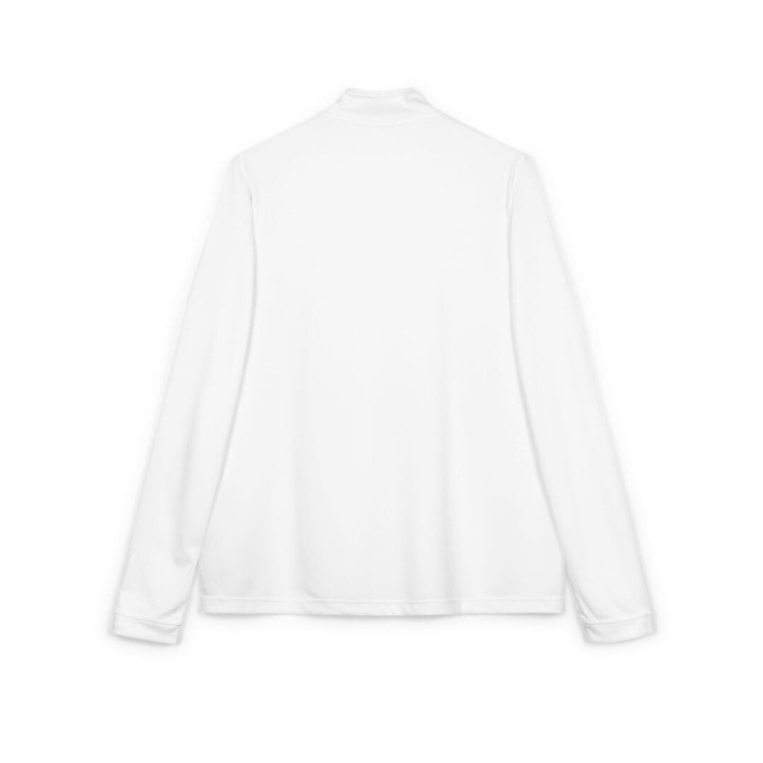 Plain white long-sleeve shirt laid flat.