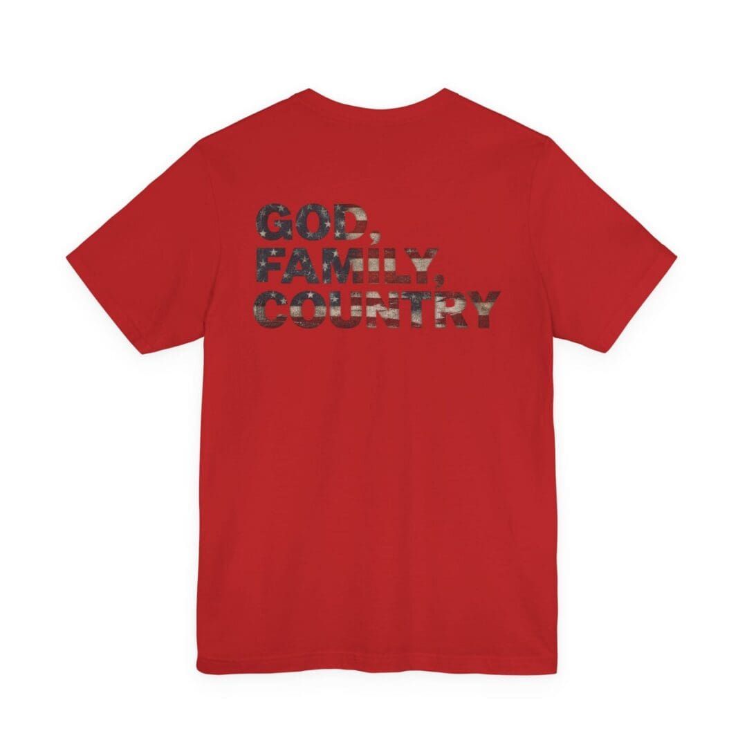 God Family Country Distressed American Flag Shirt - Image 2