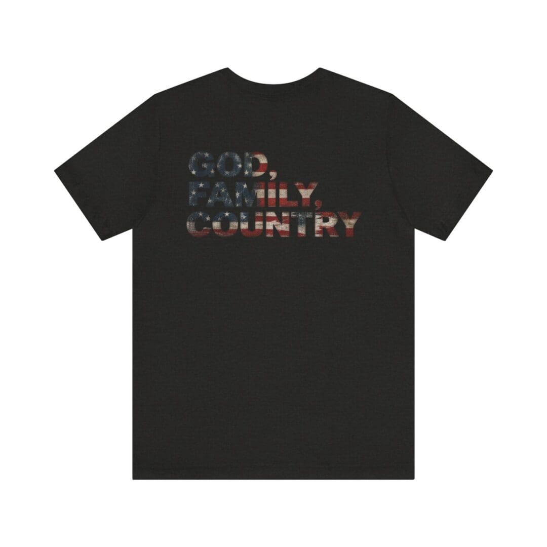 God Family Country Distressed American Flag Shirt - Image 5